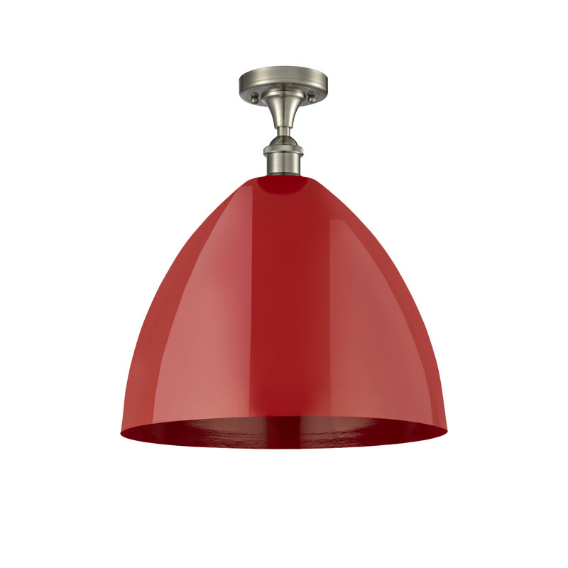 Plafonnier semi-encastré Crooksville, Rouge, Nickel satiné brossé