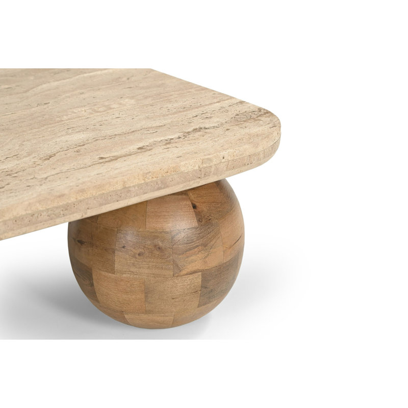 Jerame - Table basse carrée en travertin moderne