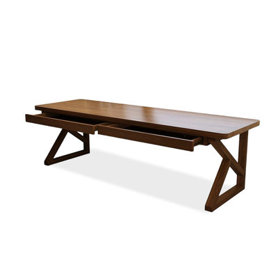 Nut-brown Rectangular Solid Wood with 2 drawers desk