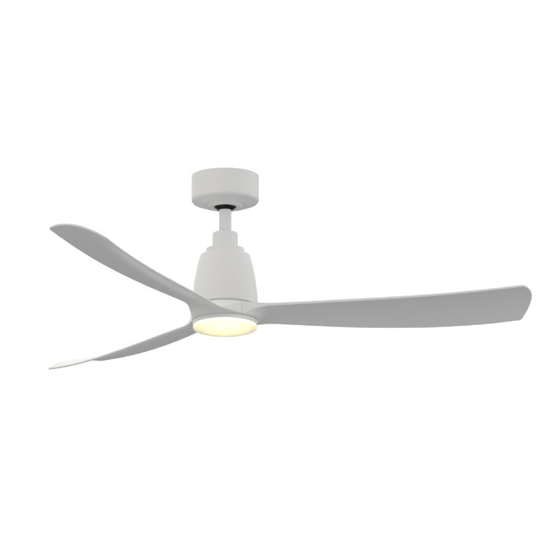 Kute 52 inch Indoor/Outdoor Smart Ceiling Fan with Remote Control - Matte White with Matte White blades, 52" Wide