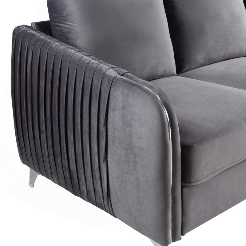 Fauteuil d'appoint moderne chic en velours gris Hadriano