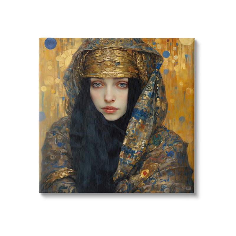 Femme avec un voile orné, H 30 po x l 30 po