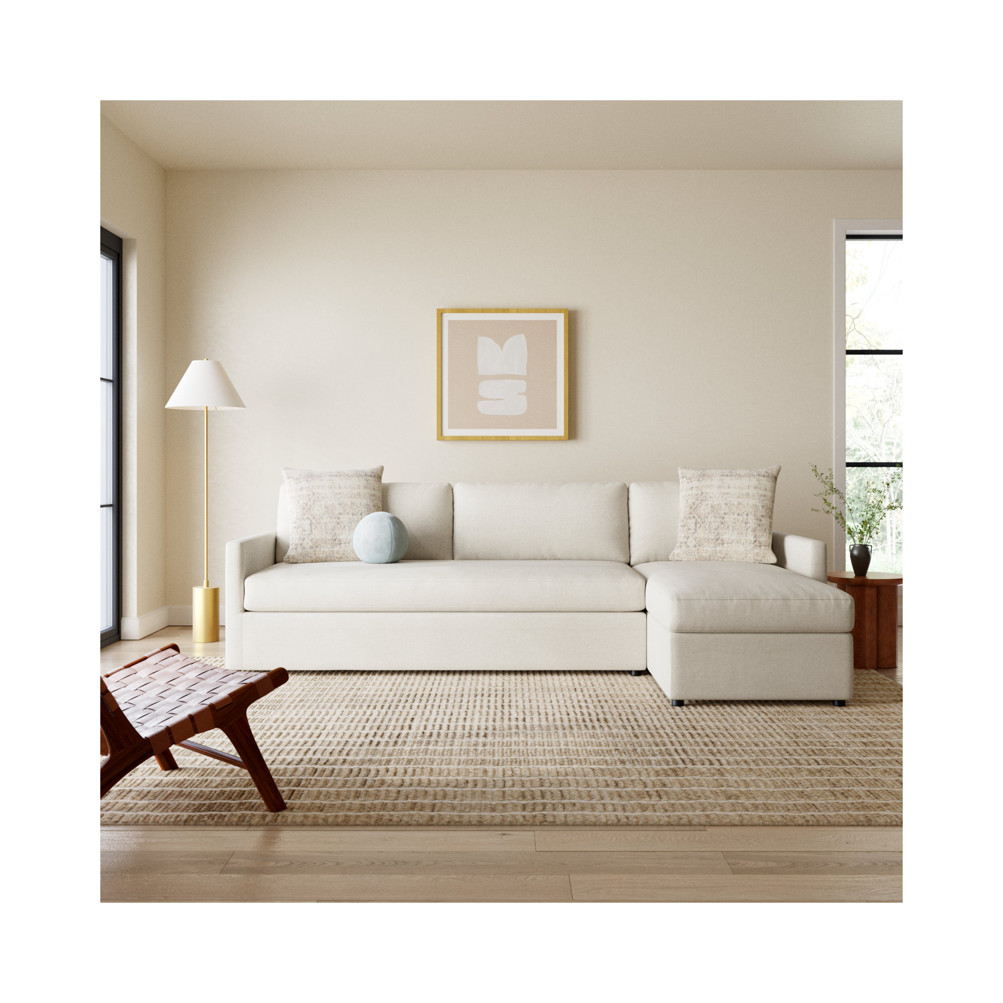Damari 2 - Piece Upholstered Chaise Sectional, Nomad Snow Crypton® Chenille, Right Hand Facing