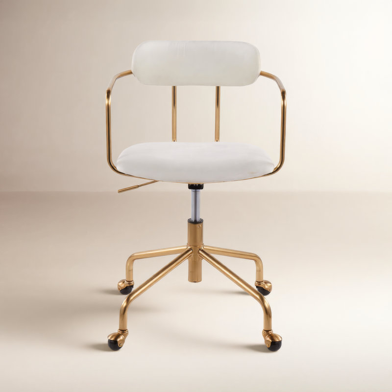 Erma Velvet Task Chair, Gold, Black Velvet