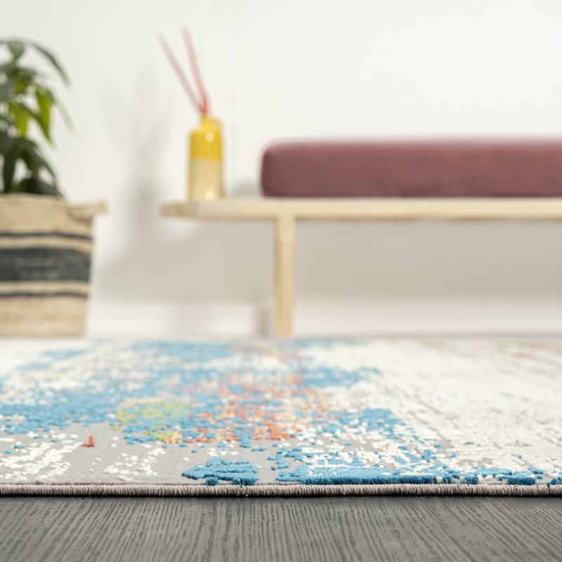 Lydian Abstract Area Rug in Gray, Runner 2'8" x 9'10"
