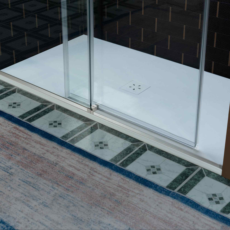 WOODBRIDGE Frameless Single Sliding Shower Door, 56-60" Width x 80"Height with 3/8"(10mm) Clear Tempered Glass, Chrome