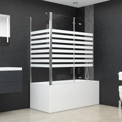 VidaXL Bathtub Shower Door Folding Bathtub Door Tub Enclosure Tempered Glass