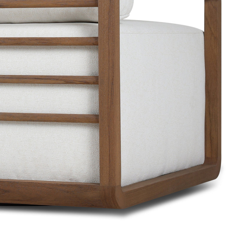 Stroud Outdoor Teak Swivel Lounge Chair, Alessi Linen