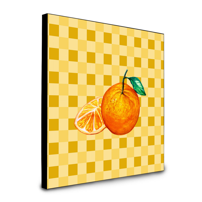 «Biella Oranges and Slice on Basketweave», art encadré