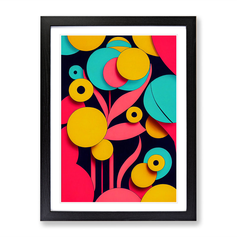 Abstract Flowers Art No.5 - Single Picture Frame Print, 64cm H x 46cm W x 2cm D, Black