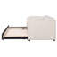 Lit d'invité simple en velours rembourré avec lit gigogne escamotable et rangement, beige, lit d'invité peu encombrant
