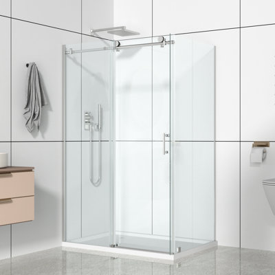 48" W x 35 3/8" D x 76" H Rectangle Frameless Single Sliding Shower Enclosure with 5/16" Clear Tempered Glass