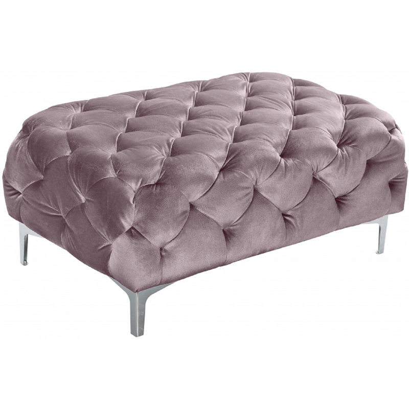 Crose 100cm Wide Tufted Rectangle Ottoman, Pink