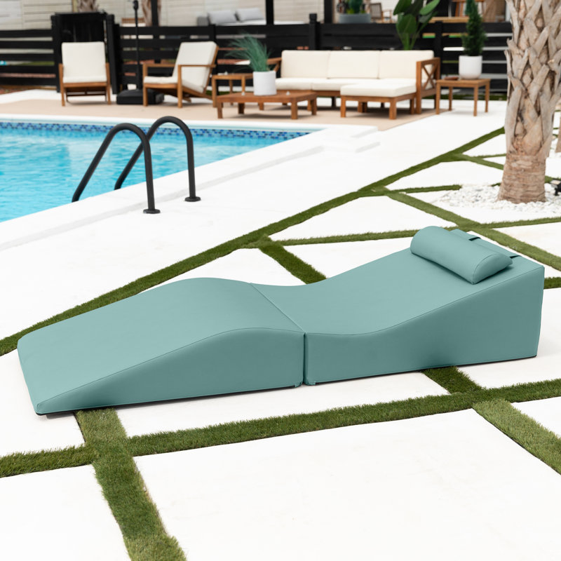 Méridienne Adanely - Luxueuse chaise longue pliante imperméable - Vinyle marine, Vert clair