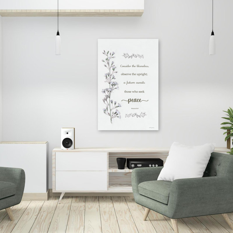 «Seek Peace - Contemporary Psalm 3737 Peace», citation lumineuse, art floral, H 36 po x l 24 po