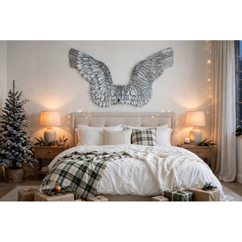 Giant Metallic Silver Wings