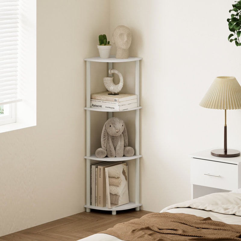 4-Tier 43.5" Corner Bookshelf, Open Shelves for Display and Storage, White