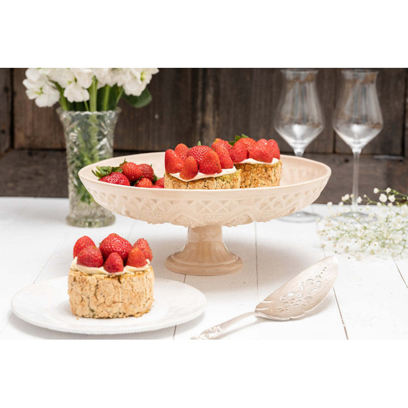 Vintage Inspired Ceramic Ceramic Cake Stand, Beige