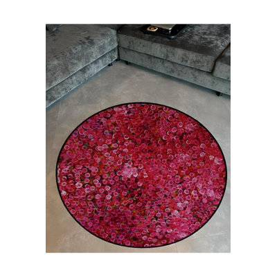 Tapis décoratif moderne à motif floral rose