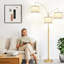 Lampe sur pied à arc, lampe sur pied moderne à intensité variable, 3 ampoules DEL incluses-2106582938-2106582937