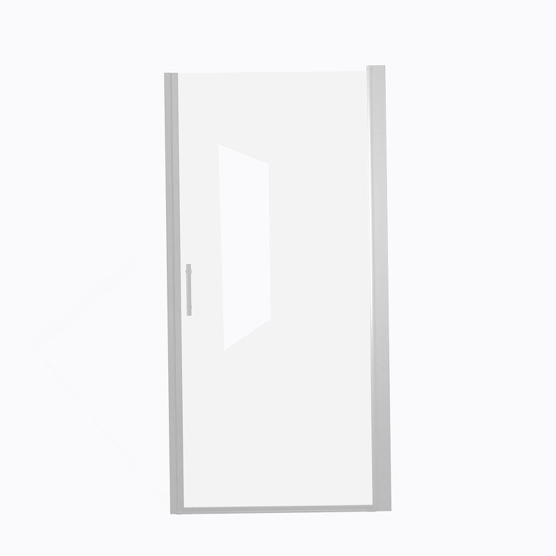 Porte de douche pivotante avec cadre en aluminium, porte de douche demi-cadre avec poignée en acier inoxydable