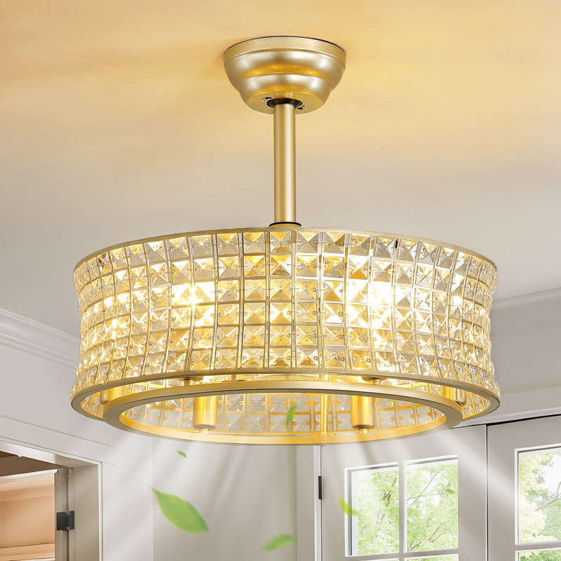 Ventilateur de plafond en cristal 20 po avec ensemble d'éclairage et télécommande