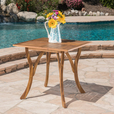 Table carrée d'extérieur en bois 31,5 po avec finition - charmante pièce de patio créant un environnement confortable