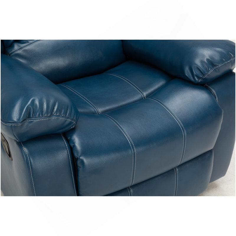 Fauteuil inclinable en cuir bleu marine Charlotte