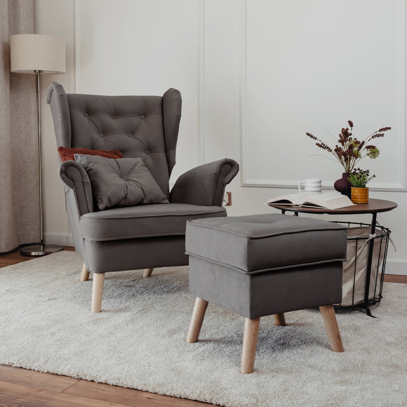 Upholstered Armchair, Grey