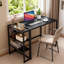 Bureau pliant, bureau d'ordinateur pliable de 35 pouces avec tablette de rangement, petit bureau d'ordinateur pour petits espaces, table d'écriture sans assemblage pour dortoir de chambre à domicile, noir-1364405914