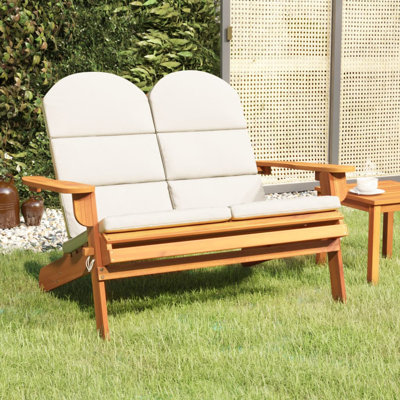 Garden Bench Natural Wood Cream White Outdoor Patio Bench Garden Seating Furniture