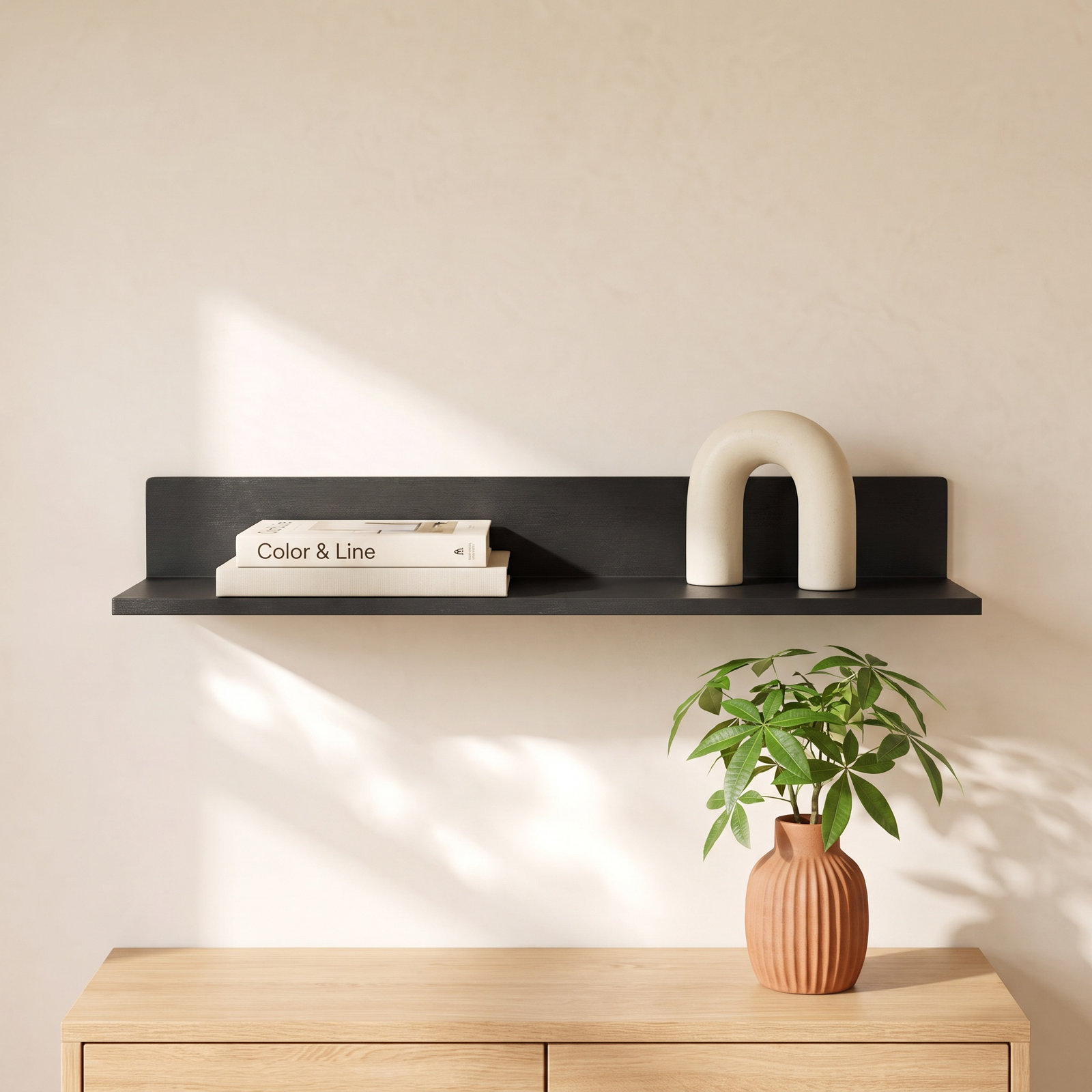Dezerea Floating Shelf, 3.5'' H X 24'' W X 6.75'' D, Black