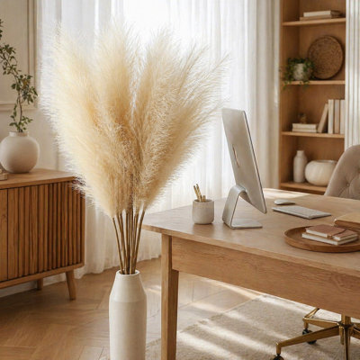 8pcs Large Faux Pampas Grass Decor Tall Artificial Large Pompous Pompas