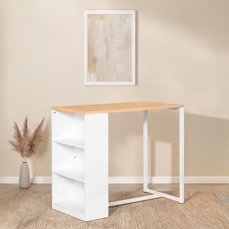 Table de rangement avec tablettes à 3 niveaux, panneau de fibres à densité moyenne blanc éclatant, 45,3 x 21,8 x 39,3 pouces, sièges 2