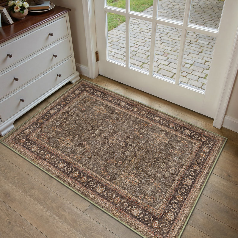 Kellems Vintage Machine Washable Area Rugs For Living Room With Non-Slip Backing, Rectangle 2' x 3'