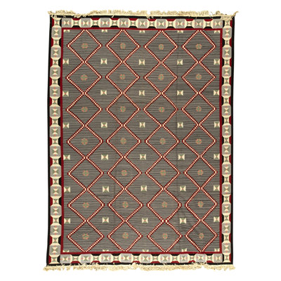 Moroccan Hand-Knotted Wool Area Rug in Gray/Red/Beige