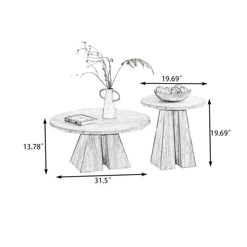 Ensembles de tables basses rondes en pierre