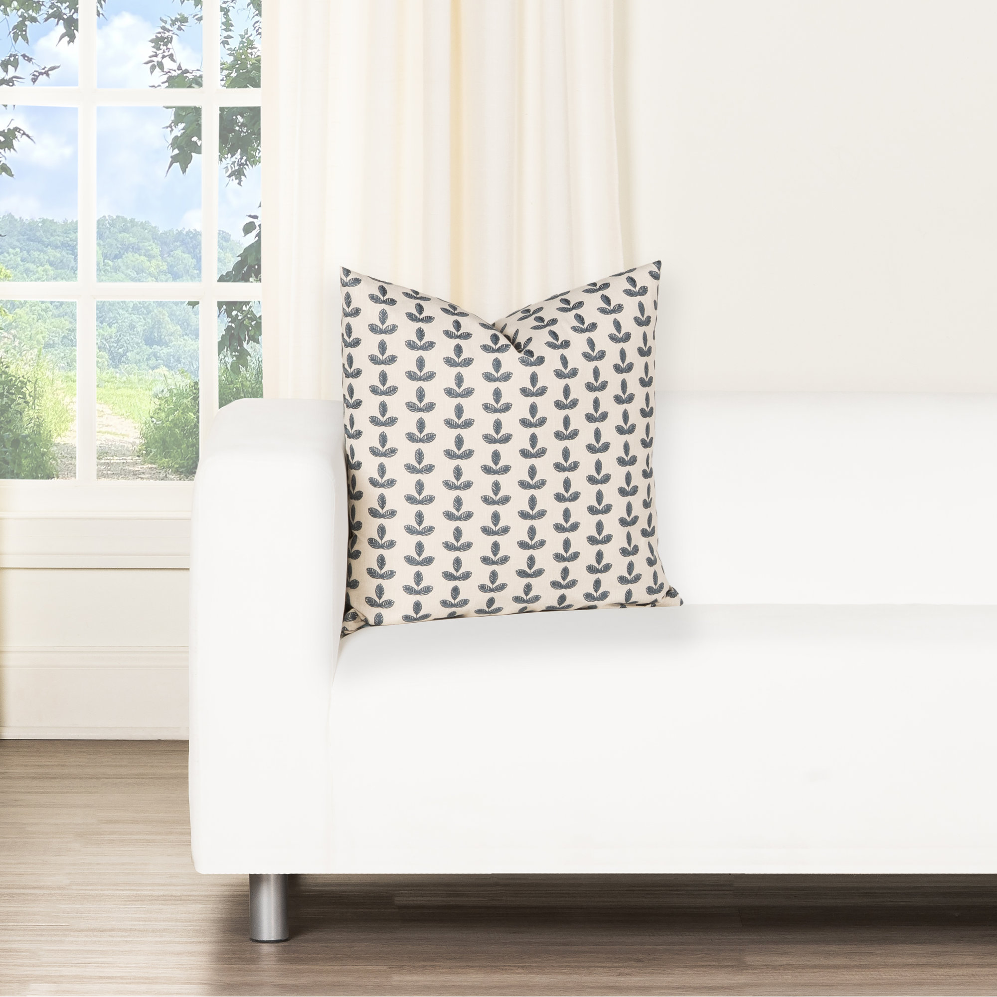 Birch Lane Trillium Throw Pillow Throw, Blue Floral, Polyester, Square 18"
