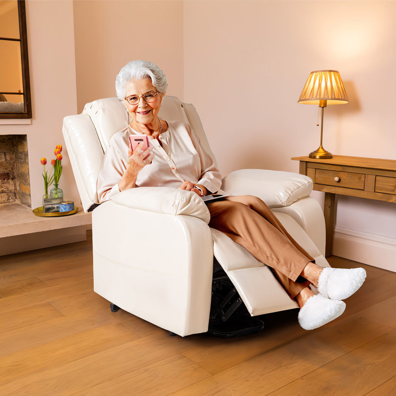 Fauteuil inclinable relevable en similicuir, Similicuir beige