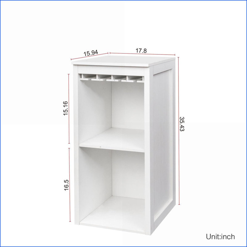 Cabinets, Walnut Brown Minimalist Modular Wine Bar with Storage Hutch | 17.8"L x 15.95"W x 35.43"H | Particle Board+MDF | Bedroom