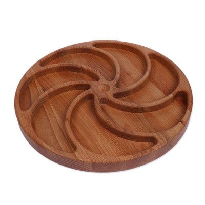 Handmade Tasty Whirl Wood Appetizer Plate