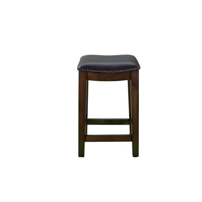Upholstered Counter Stool with Solid Wood Frame