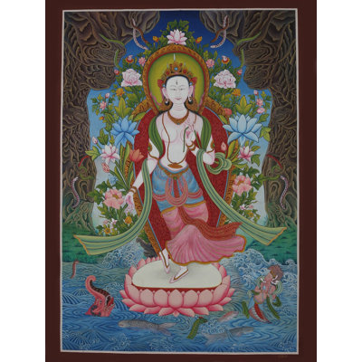 Newari Standing Goddess White Tara (Brocadeless Thangka)