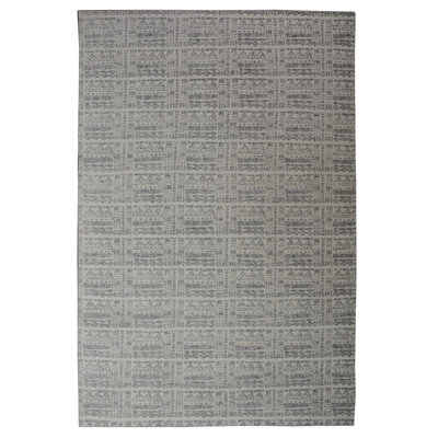 Wool Geometric Area Rug in Gray