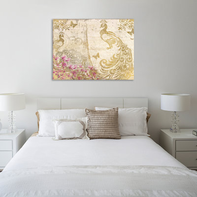 Peacock In Gold by Kimberly Allen - Wrapped Canvas Print