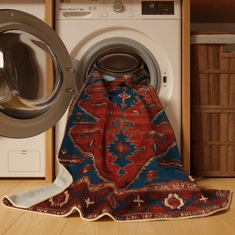Tapis brun lavable à la machine, Rond 3 pi