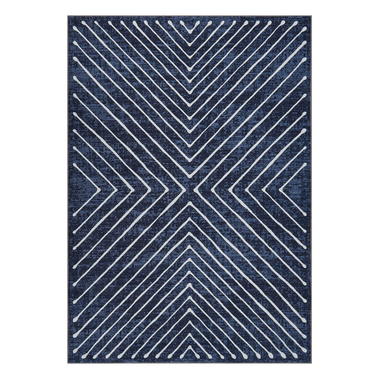 Geometric Machine Washable Rug Abstract Non Slip Living Room Rug Low Pile Thin Rug, Contemporary Neutral Rug, Non Shedding Soft Rug for Bedroom