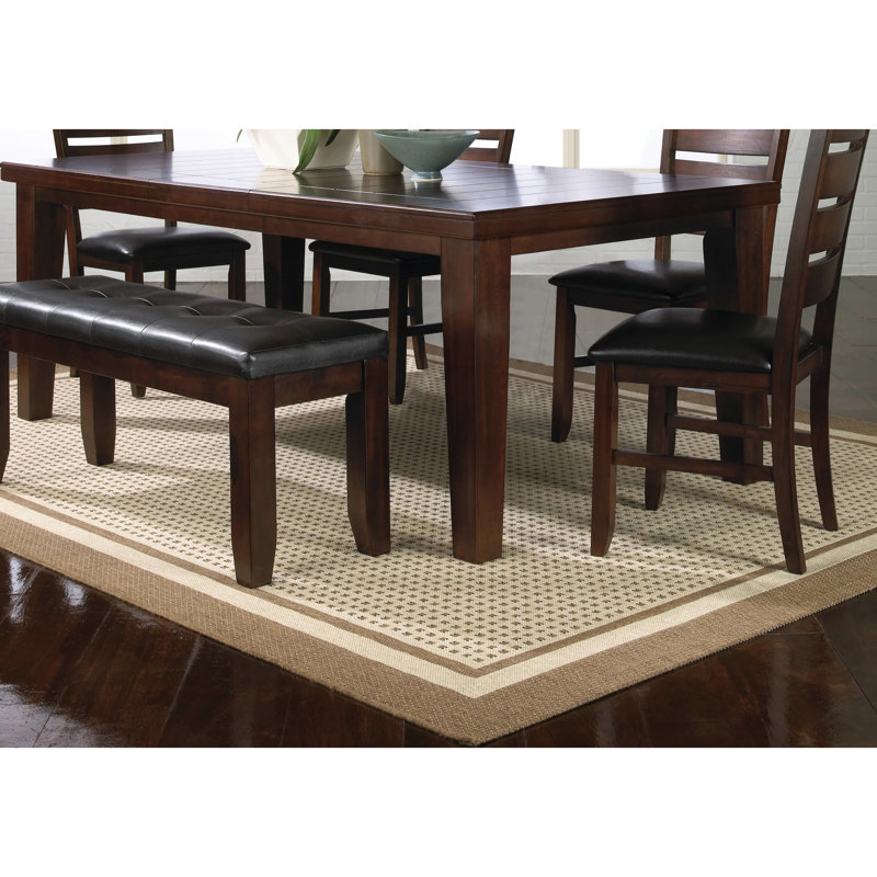 Table de salle à manger rectangulaire contemporaine en bois massif 18 ", Brun