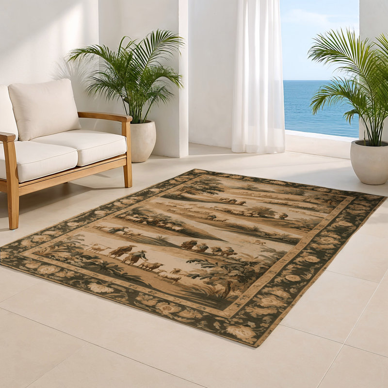 Tapis d'intérieur et d'extérieur brun français, Rectangulaire 2 pi x 3 pi