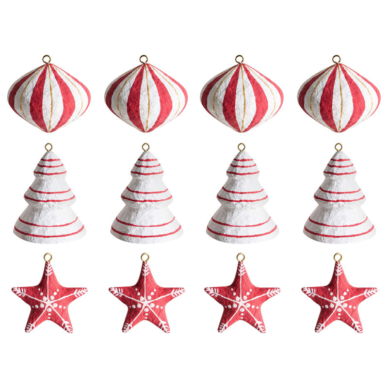6cm Handmade Solid Colour Papier-mâché Hanging Figurine Ornament